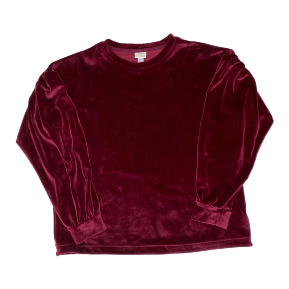 a new day Tops - A New Day Burgundy Velvet Long Sleeve Top FINAL